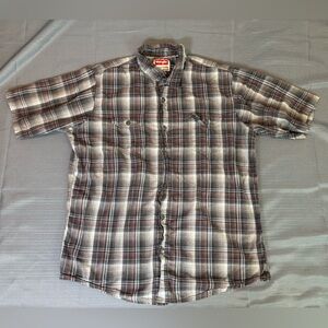 Wrangler Plaid Button Up Shirt Mens Large Western Workwear Cotton